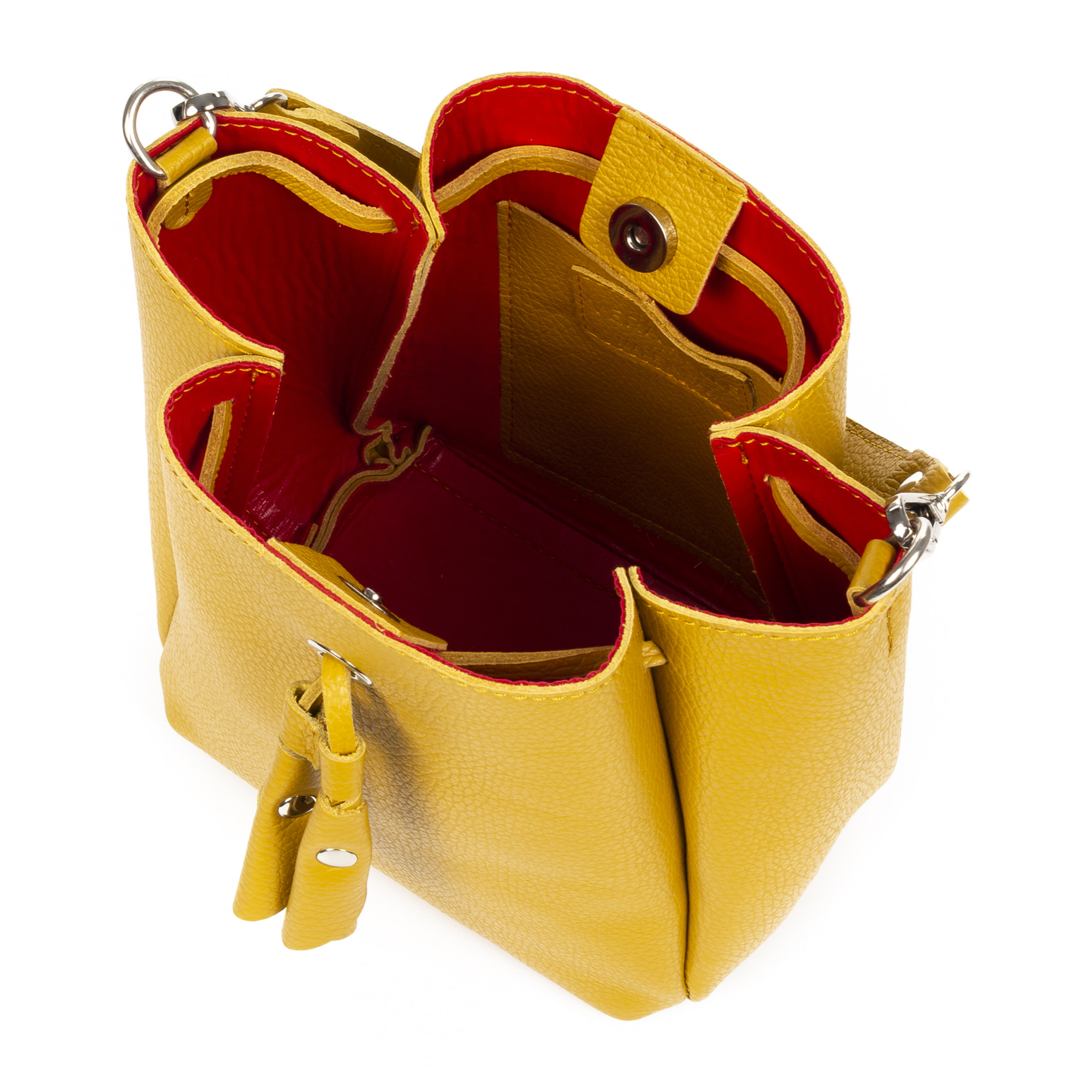 FIRENZE ARTEGIANI Idea Borsa a Mano da Donna Vera Pelle Dollaro Made in Italy 18x15x22 Cm. Colore senape