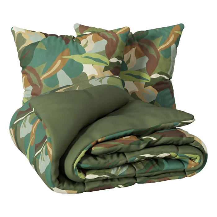 Parure de lit 3 pièces "Renata" percale de coton vert 240x220cm