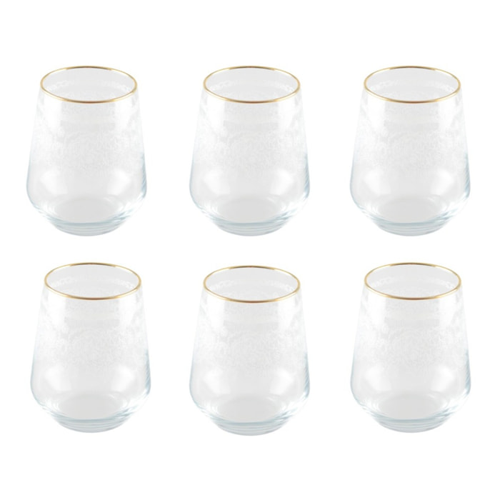 Verres a eau arabesque - lot de 6