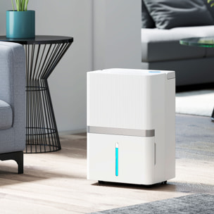 Deshumidificador 35L/Día, Deshumidificador de Humedad, para 40-90 ㎡, Luz Indicador de Humedad, Depósito 5,5 Litros, Drenaje Continuo, Temporizador 24H, Pantalla LED, Secado Ropa, Blanco