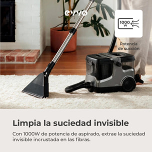 Limpiatapicerías EVVO AM68 1000W/1200W, Pulveriza y Aspira, Limpia Tapicerías y Sofás con Depósitos Separados