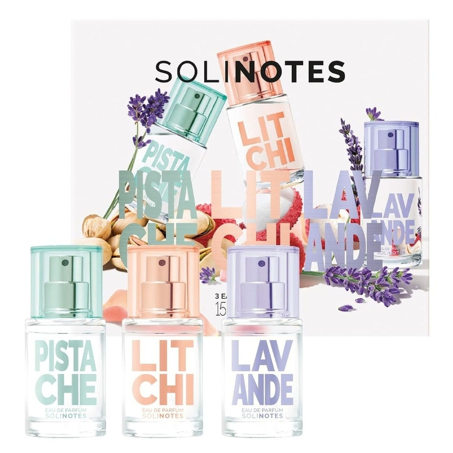 Pistache Litchi Lavande - Coffret Découverte 3 x 15 ml