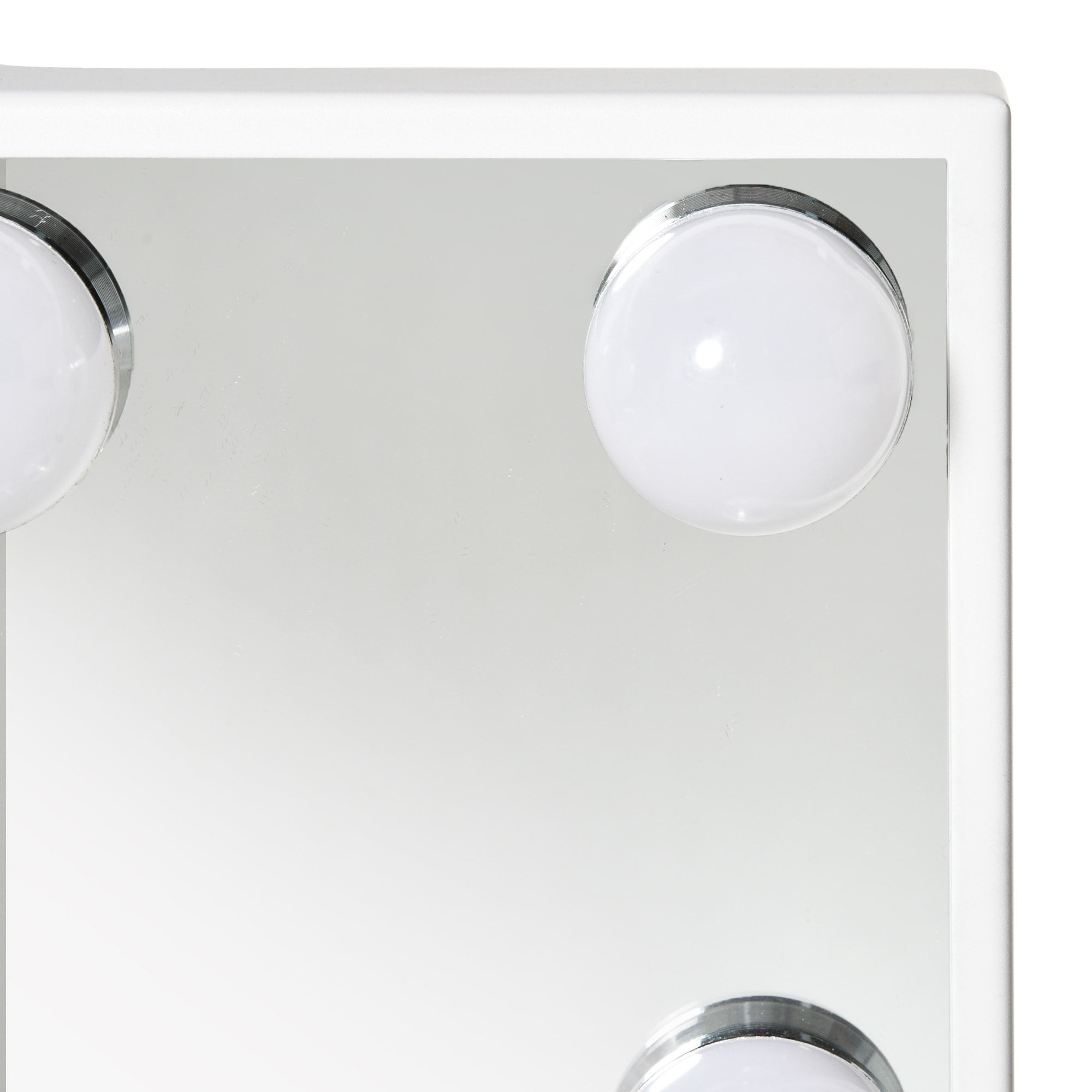 Miroir maquillage Hollywood lumineux LED tactile - 3 modes éclairage, inclinable, adaptateur - métal blanc verre