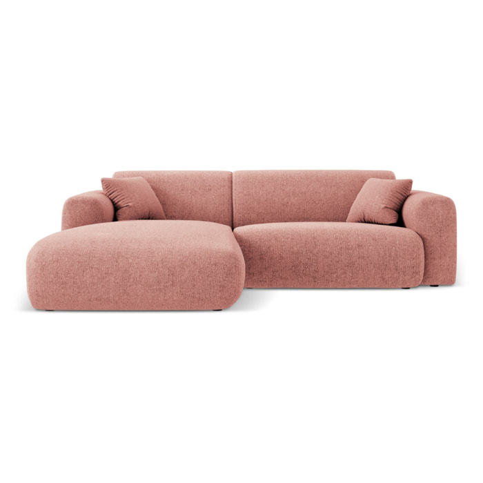 Canapé d'angle gauche "Nolio" 4 places en chenille rose