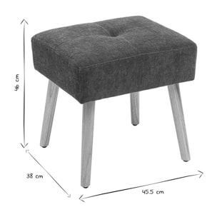 Tabouret bas en tissu effet velours vert kaki et bois clair massif H46 cm GUESTA