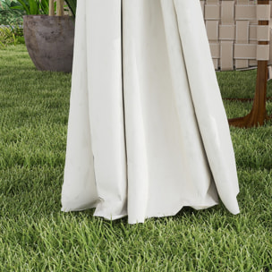 de Jardín 4x3 m, Pabellón de Jardín Gazebo con Doble Techo, 6 Paredes Laterales, Estructura Metálica, Orificios de Drenaje, Carpa para Exterior, Terraza, Patio, Crema