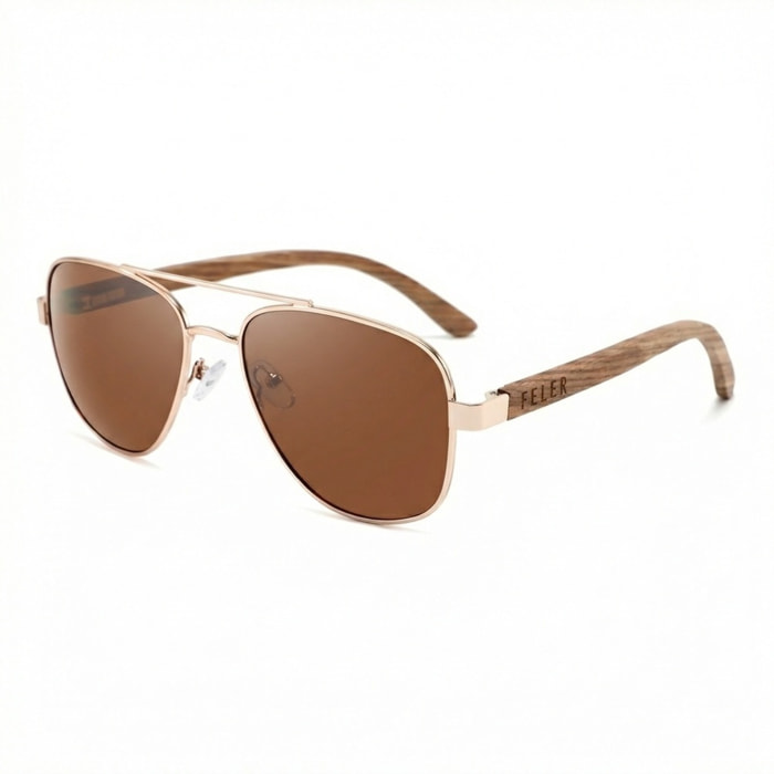Gafas de Sol Feler 1717-2 Polarizadas de Madera Unisex 57 mm