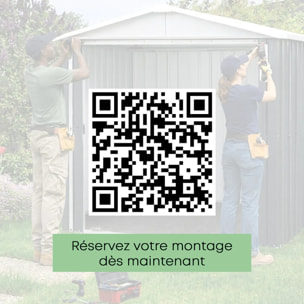 Abri de jardin métal gris Yardmaster 2,3 m² + kit d'ancrage