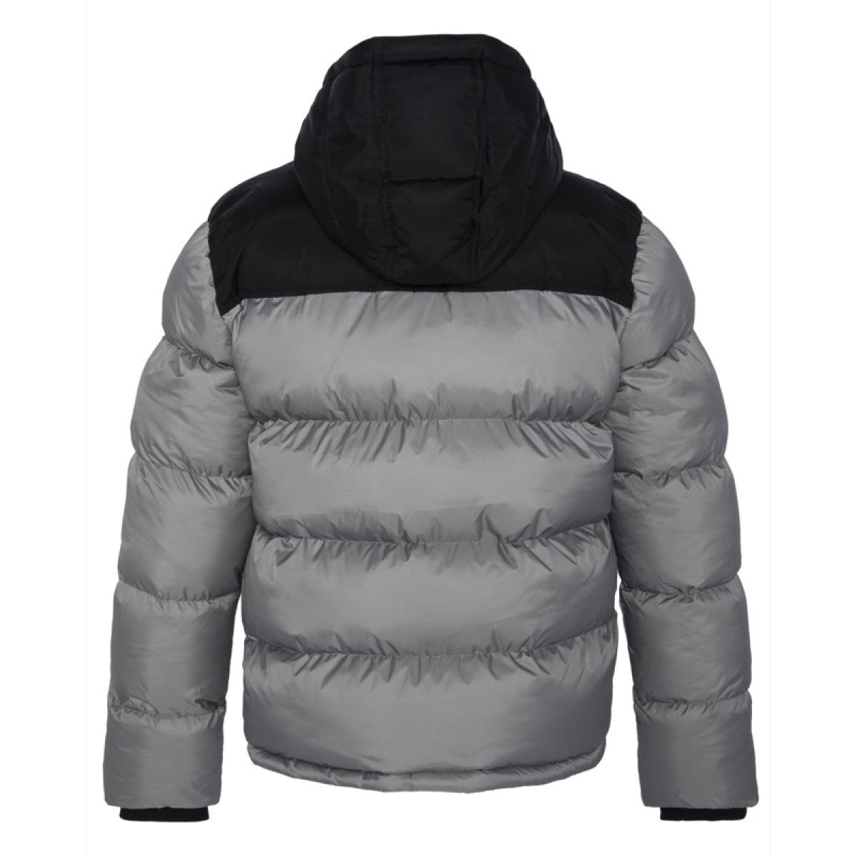 UTAH2 PADDED HOODED JACKET WITH YOKES & SCHOTT NYC CHEST EMBROIDERY BODY = 100% NYLON / YOKES = 60% COTTON 40% NYLON Grigio