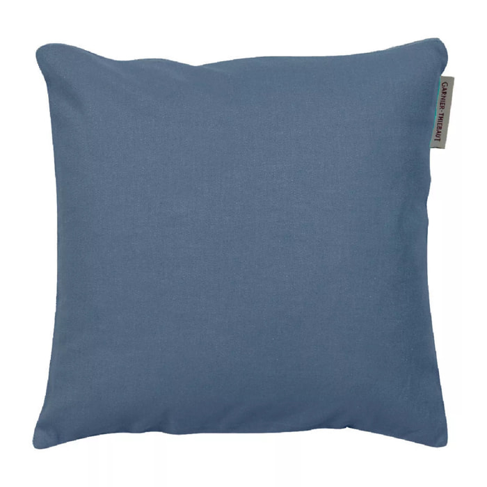Housse de coussin pur coton 210 g/m² uni bleu Confettis bleuet