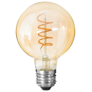 Ampoule LED "Globe" ambrée - filament torsadé E27 D10 cm