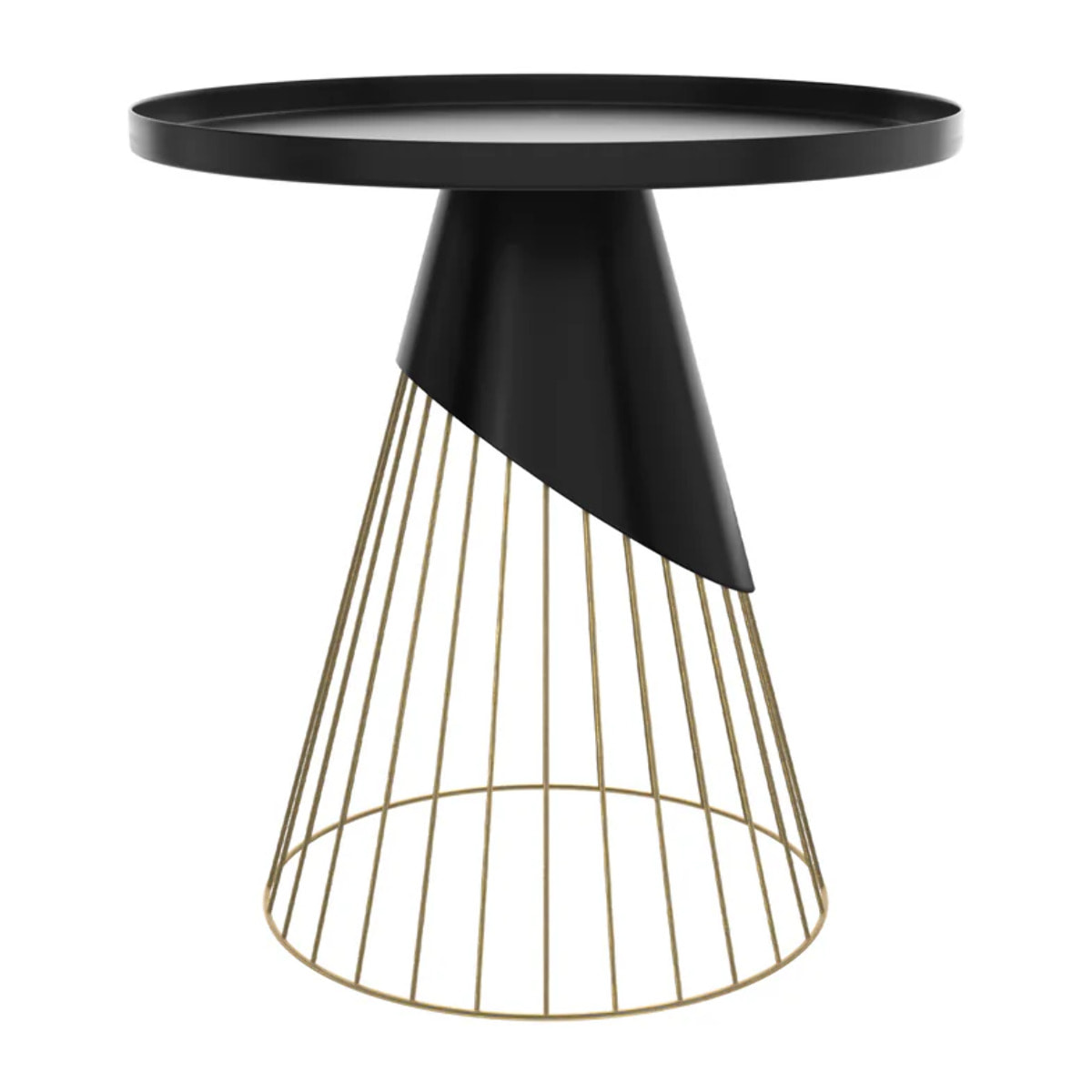 Table d'appoint ronde en métal noir et laiton D45 cm - Corry