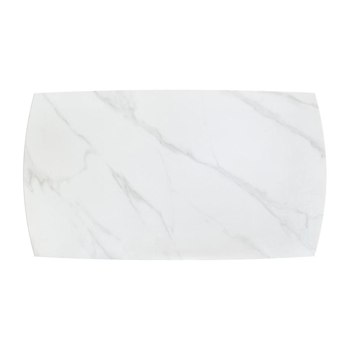 Tavolo BONIFACIO in ceramica bianco statuario e base in metallo verniciato nero, allungabile 140x90 cm - 200x90 cm