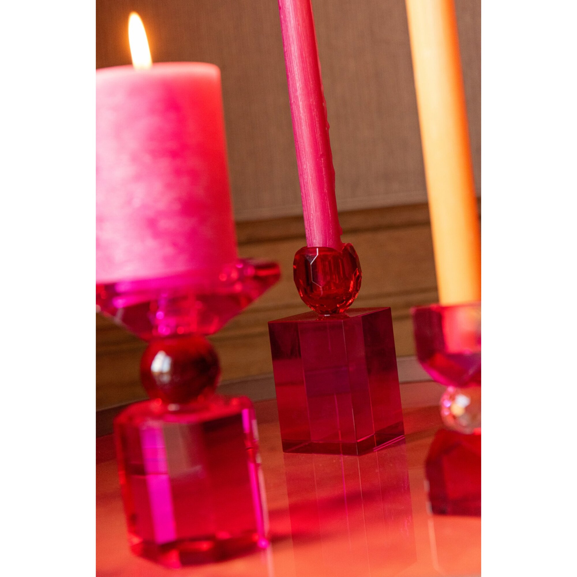 J-Line chandelier rectangle - verre - rouge Noël/fuchsia