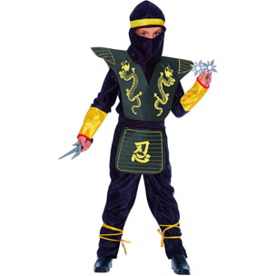 Costume Carnevale Ninja Fighter Travestimento Giallo e Nero Bambino Ciao