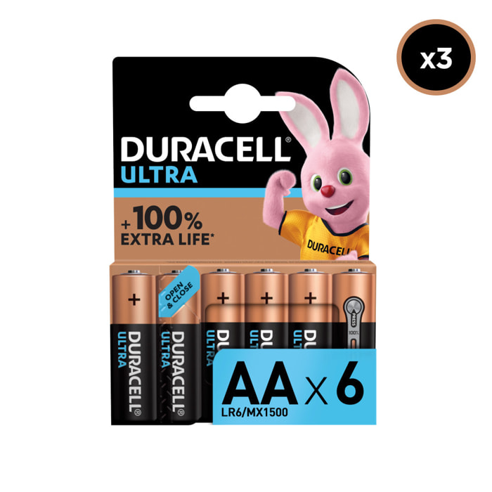 3x6 Piles Duracell Ultra AA 1,5 Volts, LR06