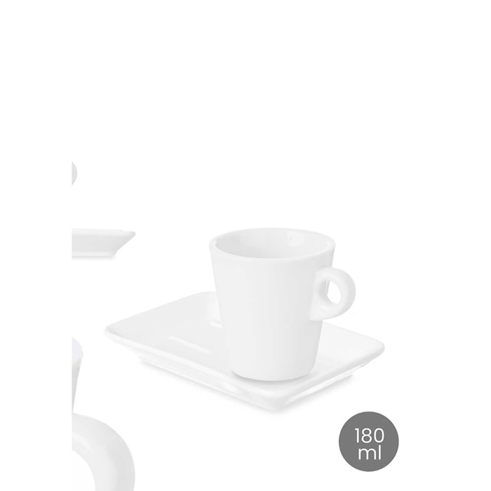 DAM PACK 6 SET TAZZA CAFFÈ + PIATTO 180 ML 10x8x8,5 Cm. Colore bianco