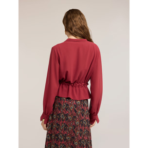 Motivi - Blusa in georgette con scollo a scialle - Bordeaux