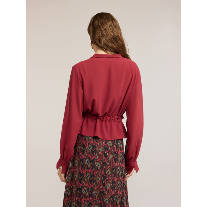 Motivi - Blusa in georgette con scollo a scialle - Bordeaux
