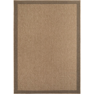 LINORA - Tapis intérieur/extérieur beige effet jute à motif cadre