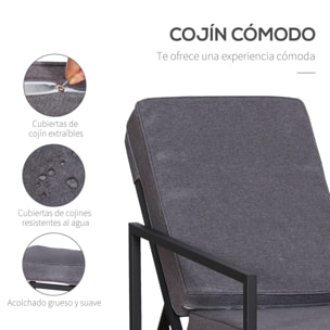 Conjunto de Muebles de Terraza 2 Sillas 1 mesa y 2 Reposapiés Color Gris y Negro