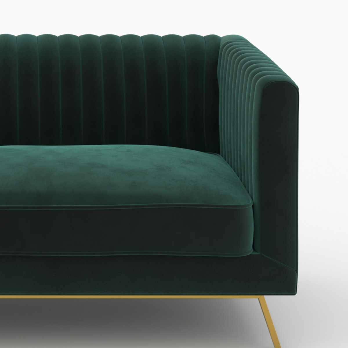 Ensemble canapé et fauteuil en velours vert 4 places - Gatsby