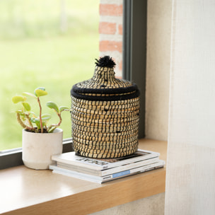Panier avec couvercle laine - Noir