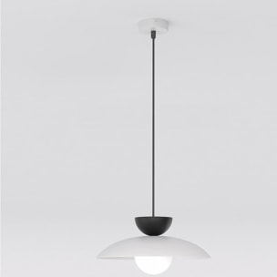 Lampada a sospensione Mulan in acciaio grigio e nero