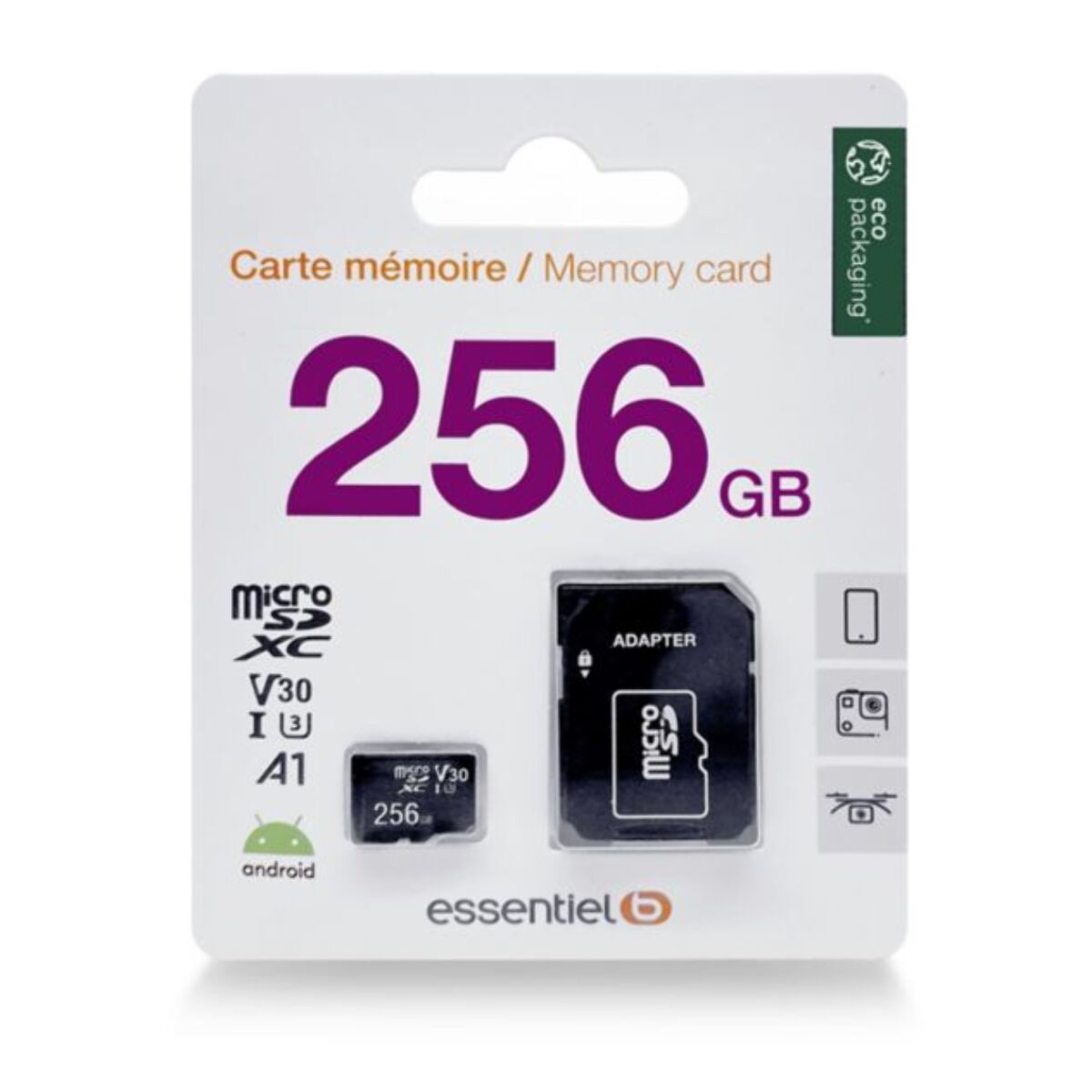 Carte Micro SD ESSENTIELB 256Go Micro SDXC