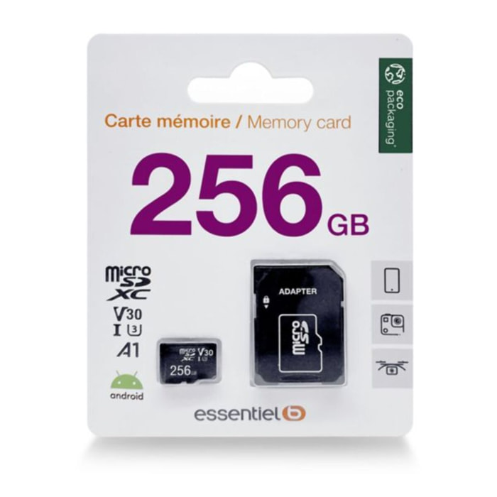 Carte Micro SD ESSENTIELB 256Go Micro SDXC