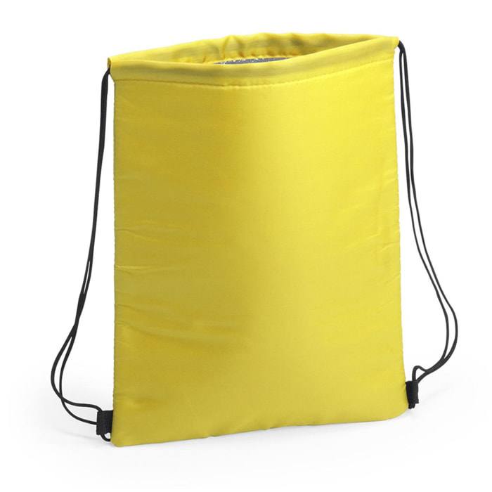 DAM Mochila nevera Nipex de cuerdas, con interior isotermo acabado en aluminio y esquinas reforzadas. 32x4x42 Cm. Color: Amarillo