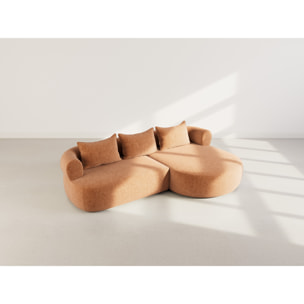 Angela - canapé d'angle droit 4 places en velours texturé - Terracotta