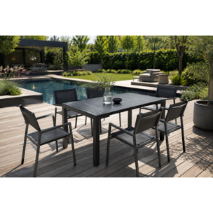 Console extensible et 6 chaises en aluminium LACOS