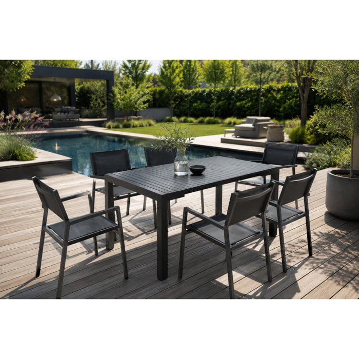 Console extensible et 6 chaises en aluminium LACOS