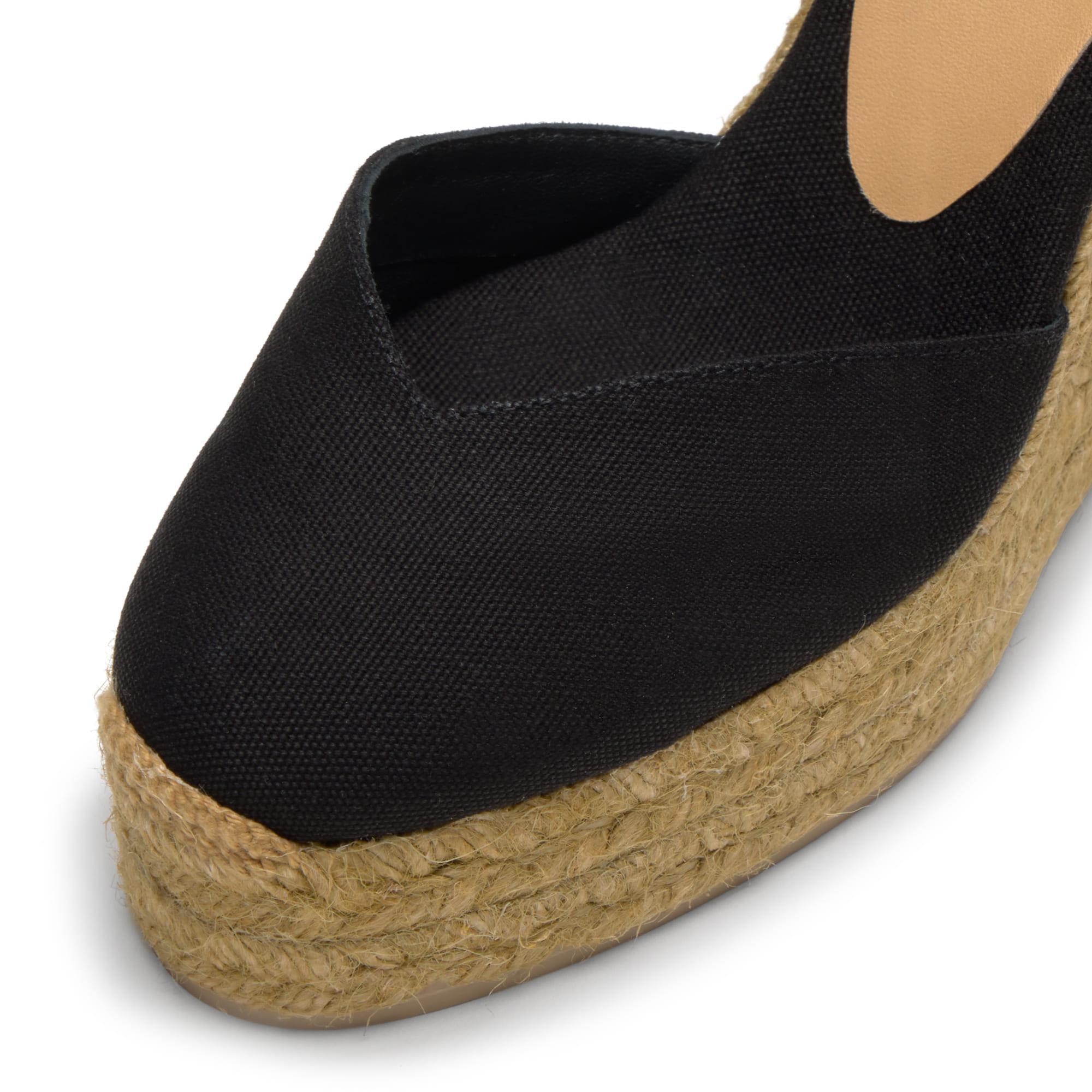 Alpargatas de cuña de mujer Chiara en algodón orgánico, cierre mediante lazada y doble plataforma