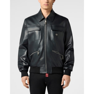 PHILIPP PLEIN Nappa Leather Bomber Palms