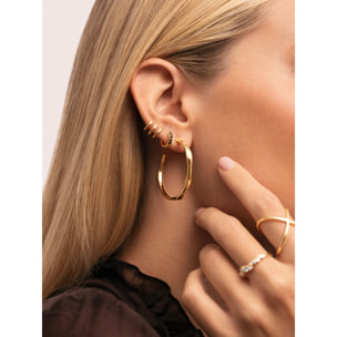 Orecchino Singolo Cleo M Black Argento Placcato Oro