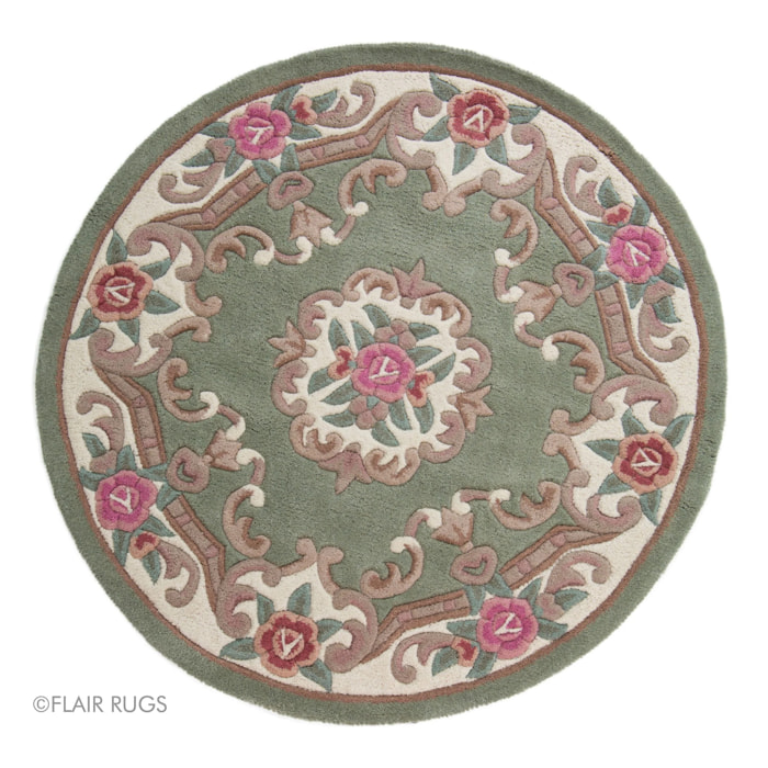 Tapis en laine rond AUBUSSON Vert