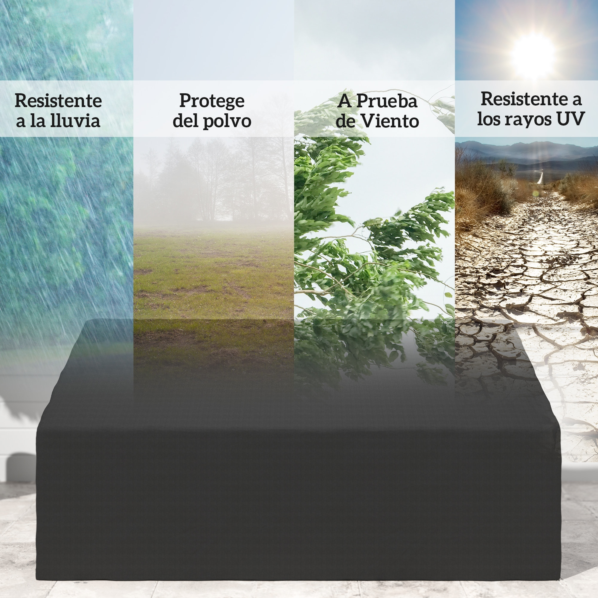 Funda para Banco de Jardín 3-4 Plazas, Funda Sofá Exterior Impermeable, Tela Oxford 600D con Recubrimiento Resistente a los Rayos UV y al Polvo, 218x111x63/101 cm para Patio, Terraza, Negro