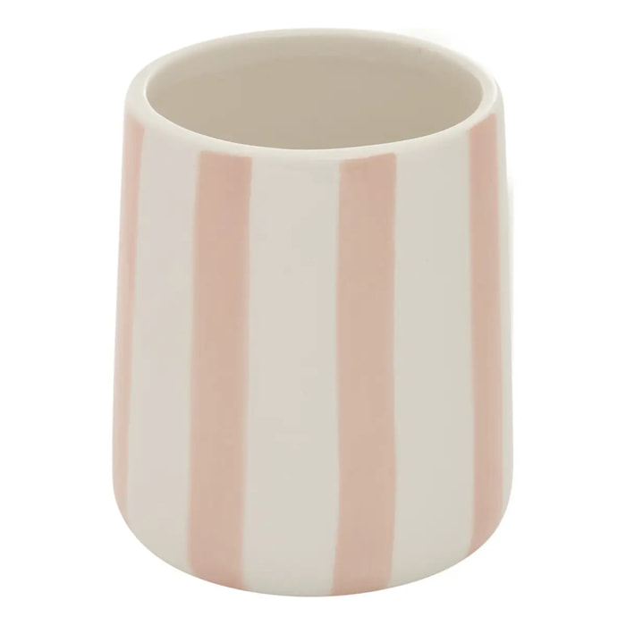 Porte-brosse à dents Strio rayures rose blé H10cm