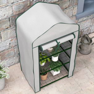 Invernadero de Jardín de 3 Niveles Invernadero de Terraza con 3 Estantes 1 Puerta con Cremallera para Cultivo de Plantas Flores Verduras 59x39x127 cm Blanco