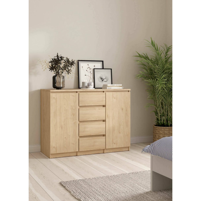 Credenza Angelika, Buffet da soggiorno, Madia da salotto, Dispensa da cucina, 121x50 h91 cm, Rovere
