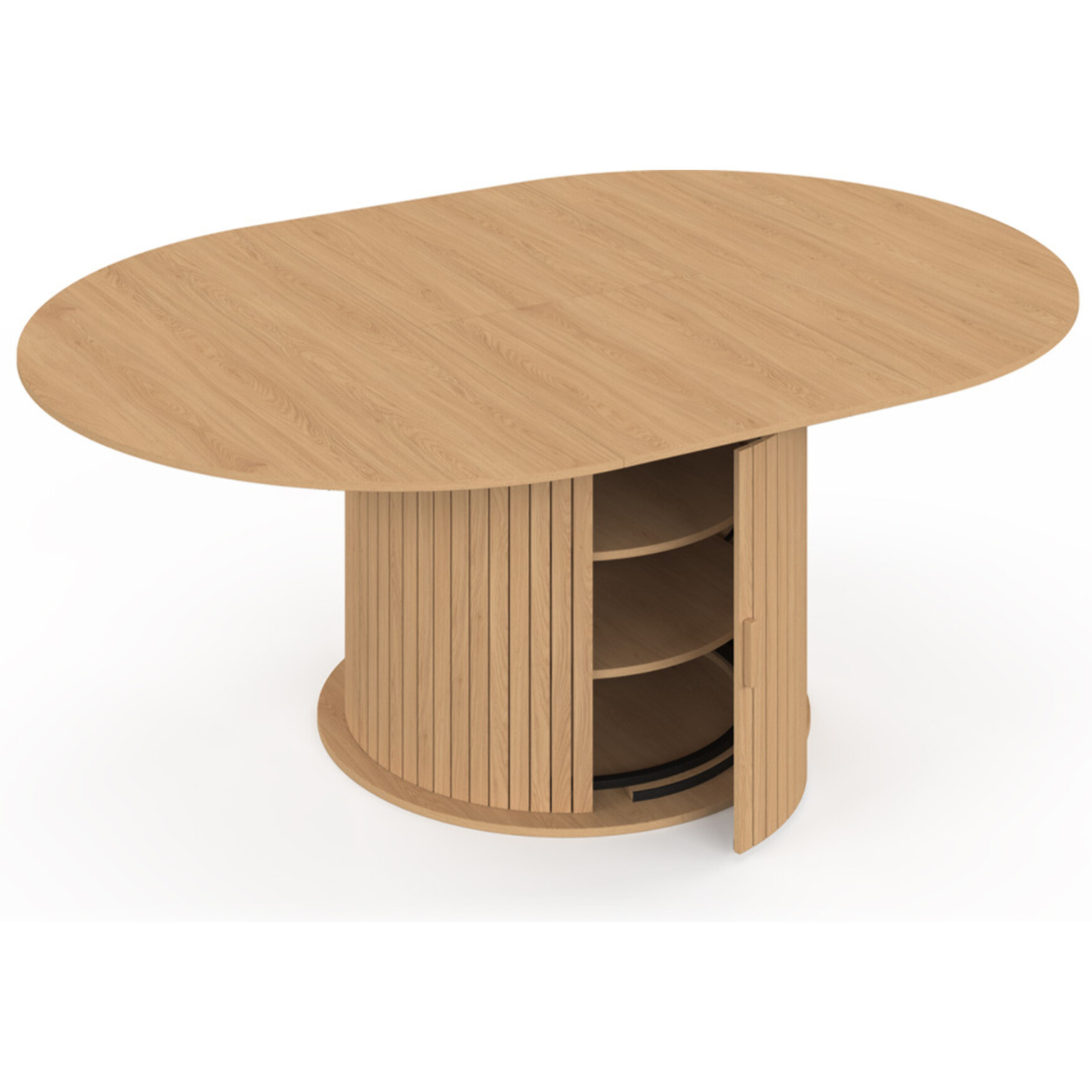 Table à manger ronde extensible Albane avec rangement Ø140-200cm