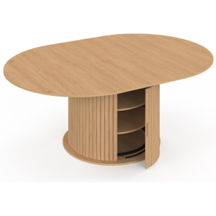 Table à manger ronde extensible Albane avec rangement Ø140-200cm