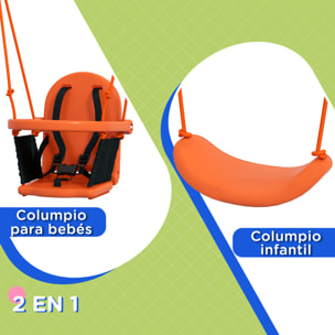 Columpio Infantil 2 en 1 Columpio para Niños y Bebés con 1 Silla para Niños 1 Silla para Bebés y Cinturón de Seguridad para Exterior e Interior Naranja