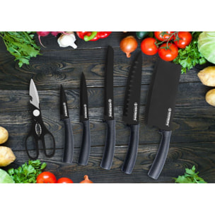 Set de couteaux avec support 8 pièces carbon Herzberg HGMSN8CAR