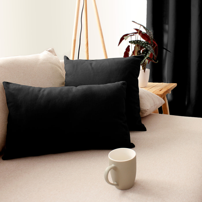 Coussin déhoussable uni en coton - Noir