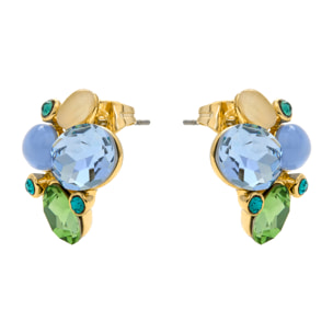 Pendientes de Ojo de Gato Azul acabado en oro amarillo 18k