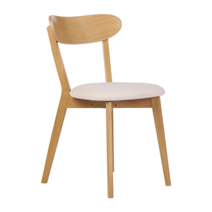 Chaises vintage en bois clair chêne et tissu effet laine bouclée blanc (lot de 2) DOVE