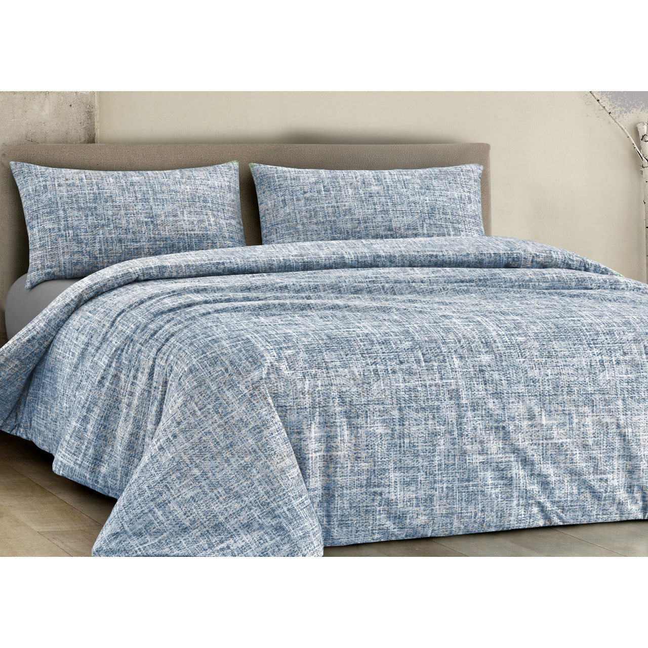 Copripiumino 100% Cotone Disegno Canva Blu